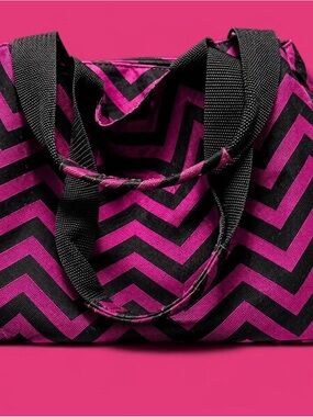 Chevron Pattern Pink & Black Tote Bag